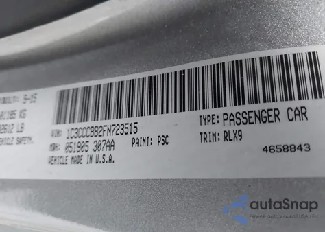 2015 Chrysler 200 S from USA, damaged, VIN 1C3CCCBB2FN723515